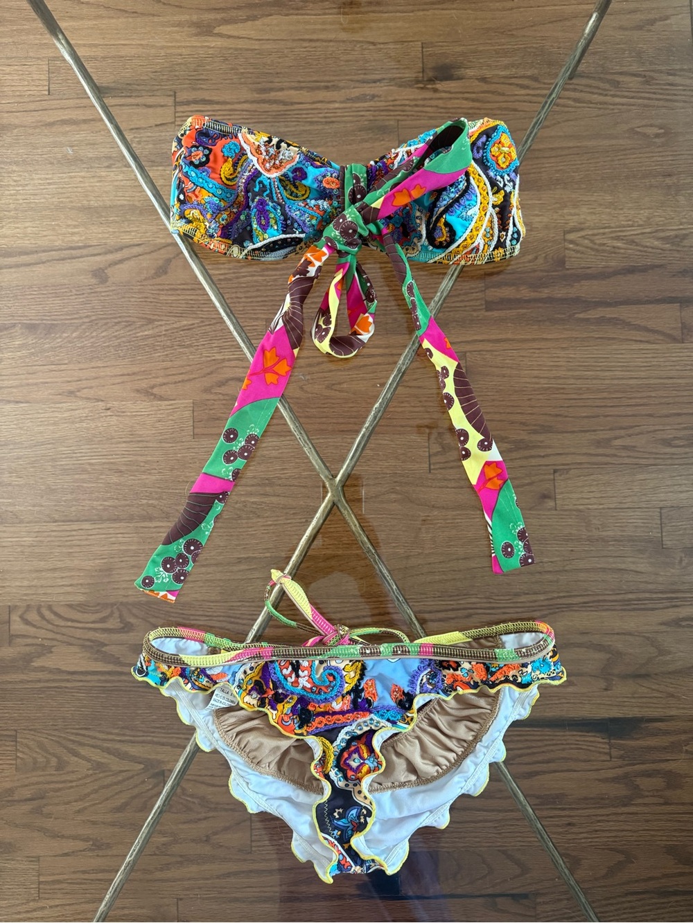 Agua Bendita Rare Carousel Edition Hand Embroidered Crochet Beadwork Bikini Sz S - Picture 2 of 16